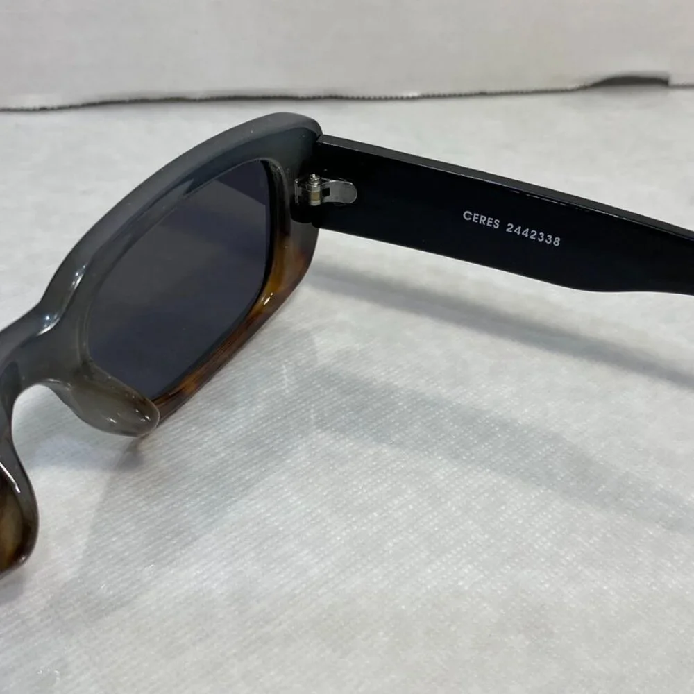AIRE Ceres Slim Rectangle Sunglasses Dark Tort Smoke Mono
